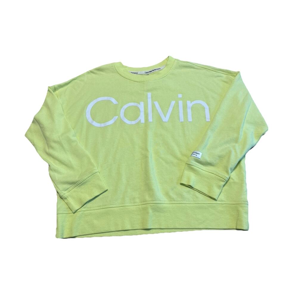 Calvin Klein Women Sweatshirt XL Long Sleeve Athleisure Casual Bright Green